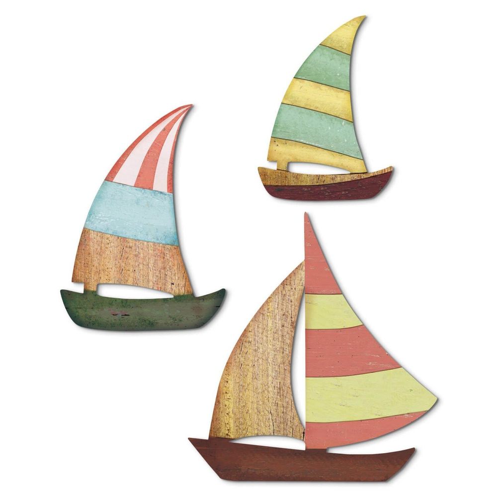 3 Pcs Wooden Sailboat Wall Art, Coastal Grandma Decor Self-adhesive Nautical🤚